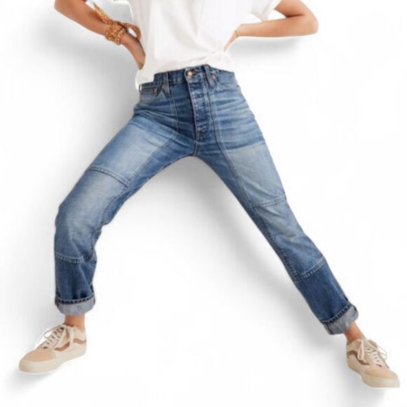 Rivet & Thread High Rise Slim Boy Jeans Thigh Patch Edition from Madewell - Picture 2 of 15